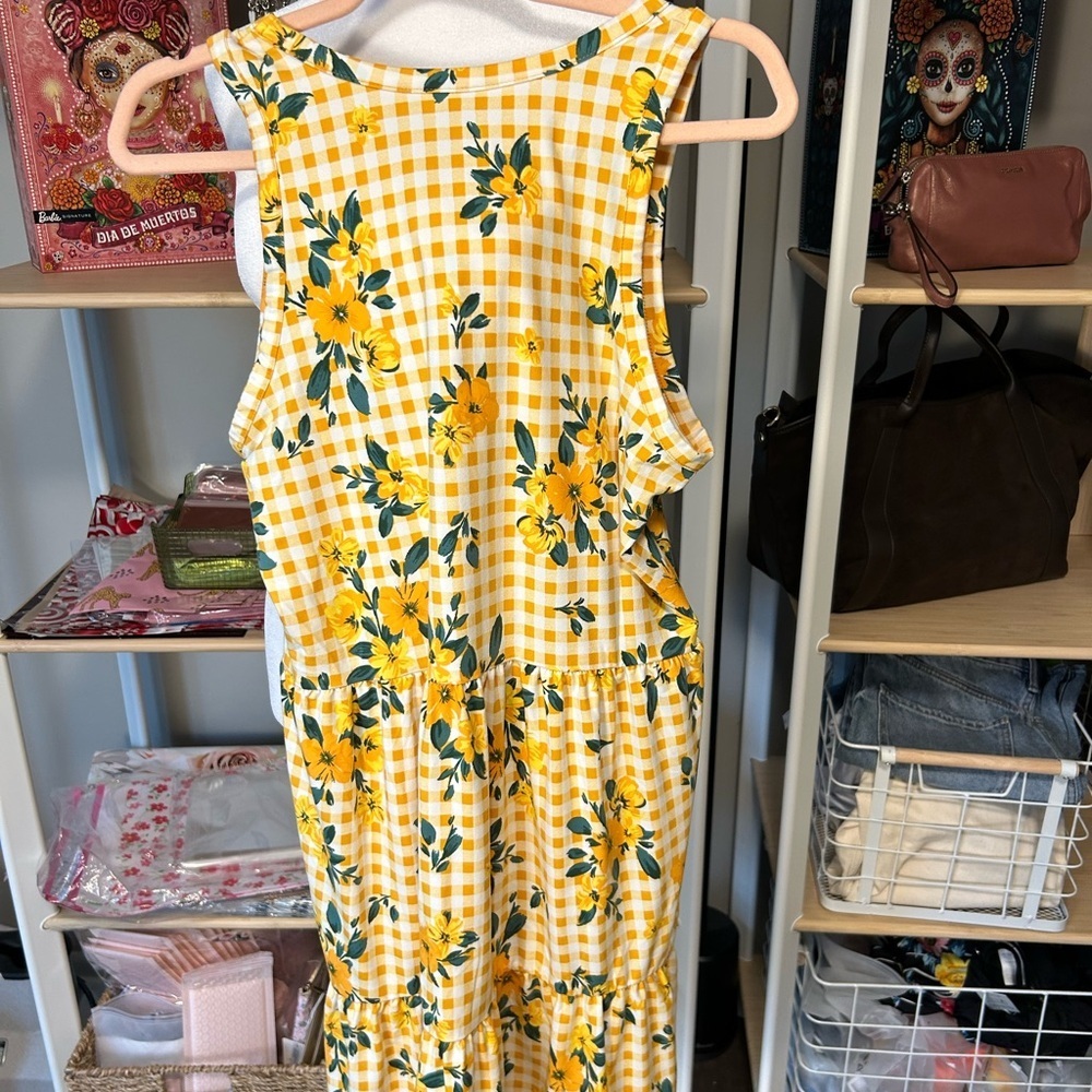 Market and Spruce Yellow Floral Gingham Dress